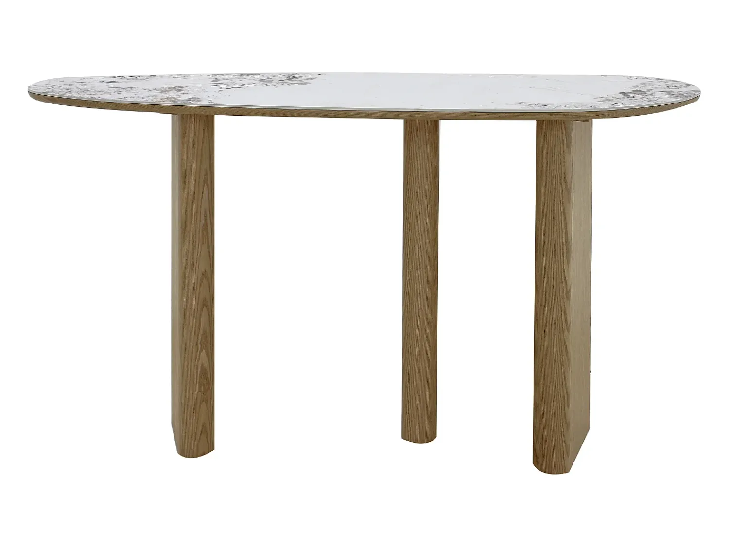 Consola|Vente-unique Console em cerâmica e MDF - Natural e efeito mármore branco - MODREYO Natural claro / Branco