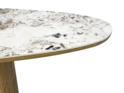 Consola|Vente-unique Console em cerâmica e MDF - Natural e efeito mármore branco - MODREYO Natural claro / Branco