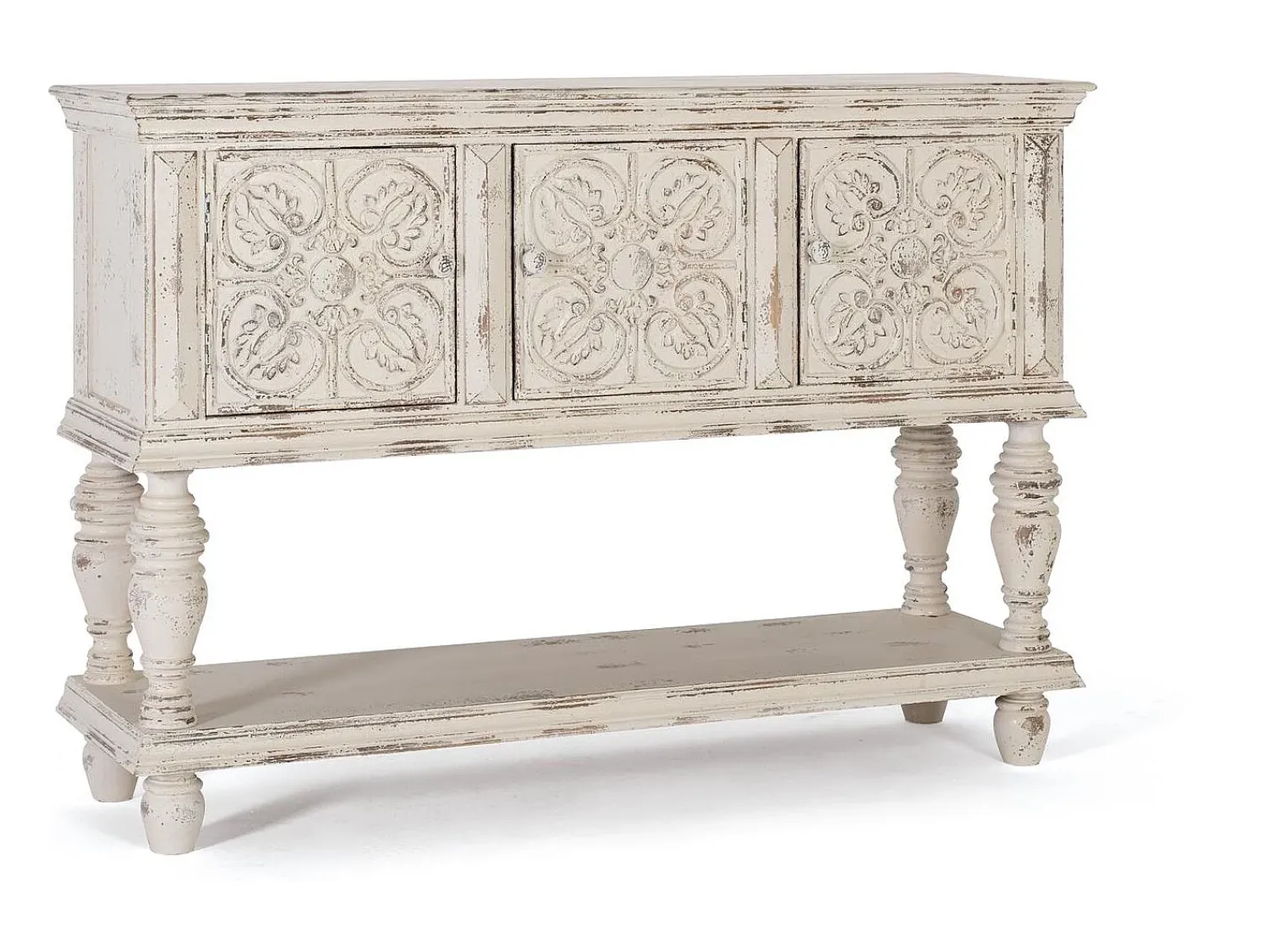 Consola*Giner y colomer Console em madeira manguier blanc vieilli Cinzento