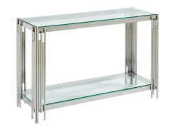 Vente-unique Console em vidro temperado e aço inoxidável - Cromado - NOMELANO^ Consola