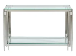 Vente-unique Console em vidro temperado e aço inoxidável - Cromado - NOMELANO^ Consola