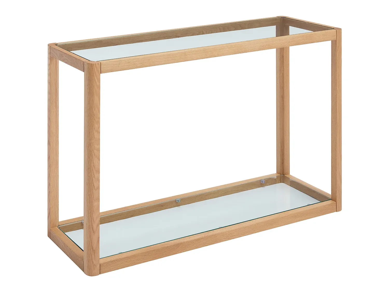 Best Vente-unique Console em vidro temperado e carvalho - Transparente e Natural - ZUNARIL Transparente / Natural claro