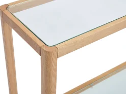 Best Vente-unique Console em vidro temperado e carvalho - Transparente e Natural - ZUNARIL Transparente / Natural claro