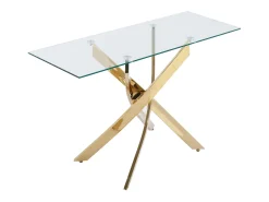 Consola|Vente-unique Console em vidro temperado e metal dourado - Transparente - COSIMA Transparente / Dourado