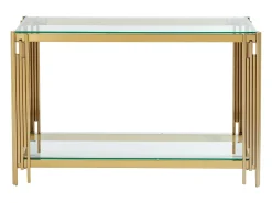 Consola*Vente-unique Console em vidro temperado e aço inoxidável - - NOMELANO Dourado