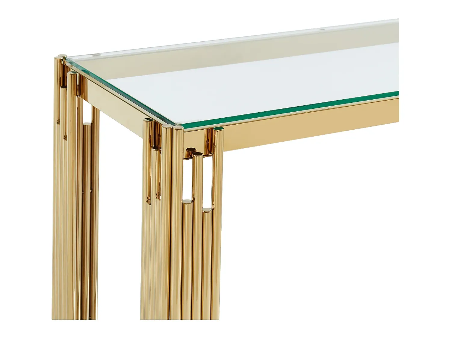 Consola*Vente-unique Console em vidro temperado e aço inoxidável - - NOMELANO Dourado