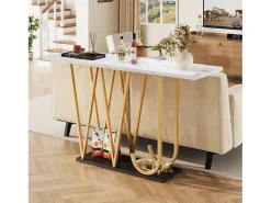 ModernLuxe Console estilo moderno 120x29,5x80 cm - para sala de estar ou corredor - estrutura e pés de metal -^ Consola