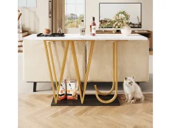 ModernLuxe Console estilo moderno 120x29,5x80 cm - para sala de estar ou corredor - estrutura e pés de metal -^ Consola