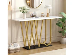 ModernLuxe Console estilo moderno 120x29,5x80 cm - para sala de estar ou corredor - estrutura e pés de metal -^ Consola