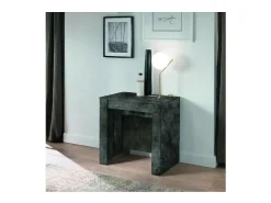 Consola*Meublorama Console extensível, Coleção NOSOL, cor cinza efeito mármore brilhante, dimensões 54x78cm. Cinzento