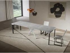 ITAMOBY Console extensível 90x40/300 cm Saki concreto pernas brancas^ Consola