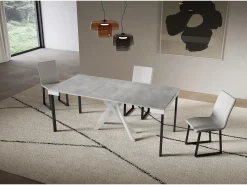 Consola*ITAMOBY Console extensível 90x40/196 cm Saki Small Evolution moldura de concreto branco Cinzento