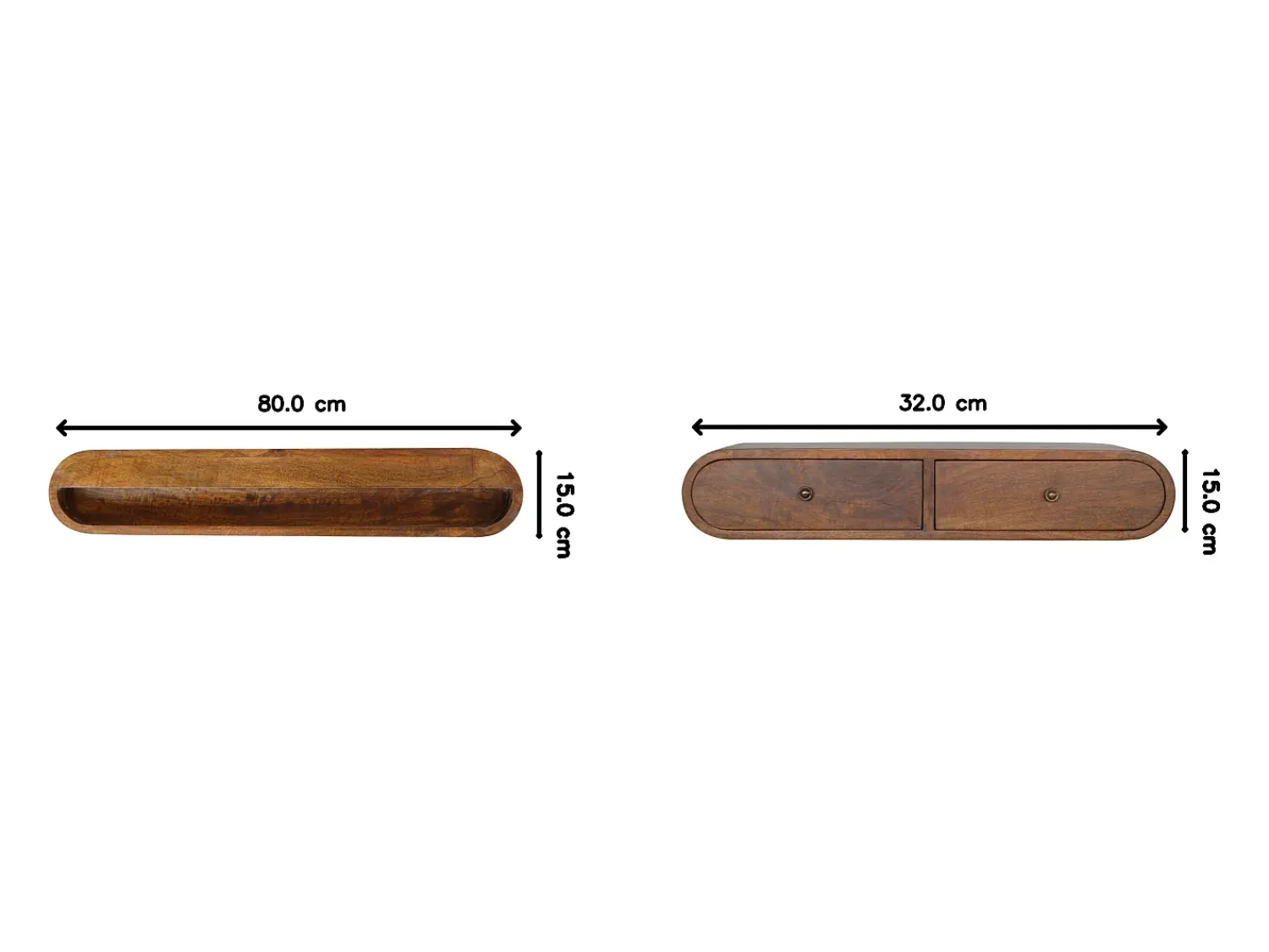 Hot Console flutuante London em castanheiro Artisan Furniture, 2 gavetas, caramelo Castanho