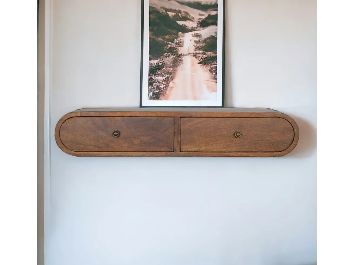 Hot Console flutuante London em castanheiro Artisan Furniture, 2 gavetas, caramelo Castanho