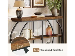 Outlet Tribesigns Console industrial de mesa com três níveis, com estrutura de metal arqueada e prateleiras de armazenamento Castanho