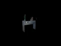 Meublorama Console LOVY – Bois avec Pieds en Métal Noir Castanho