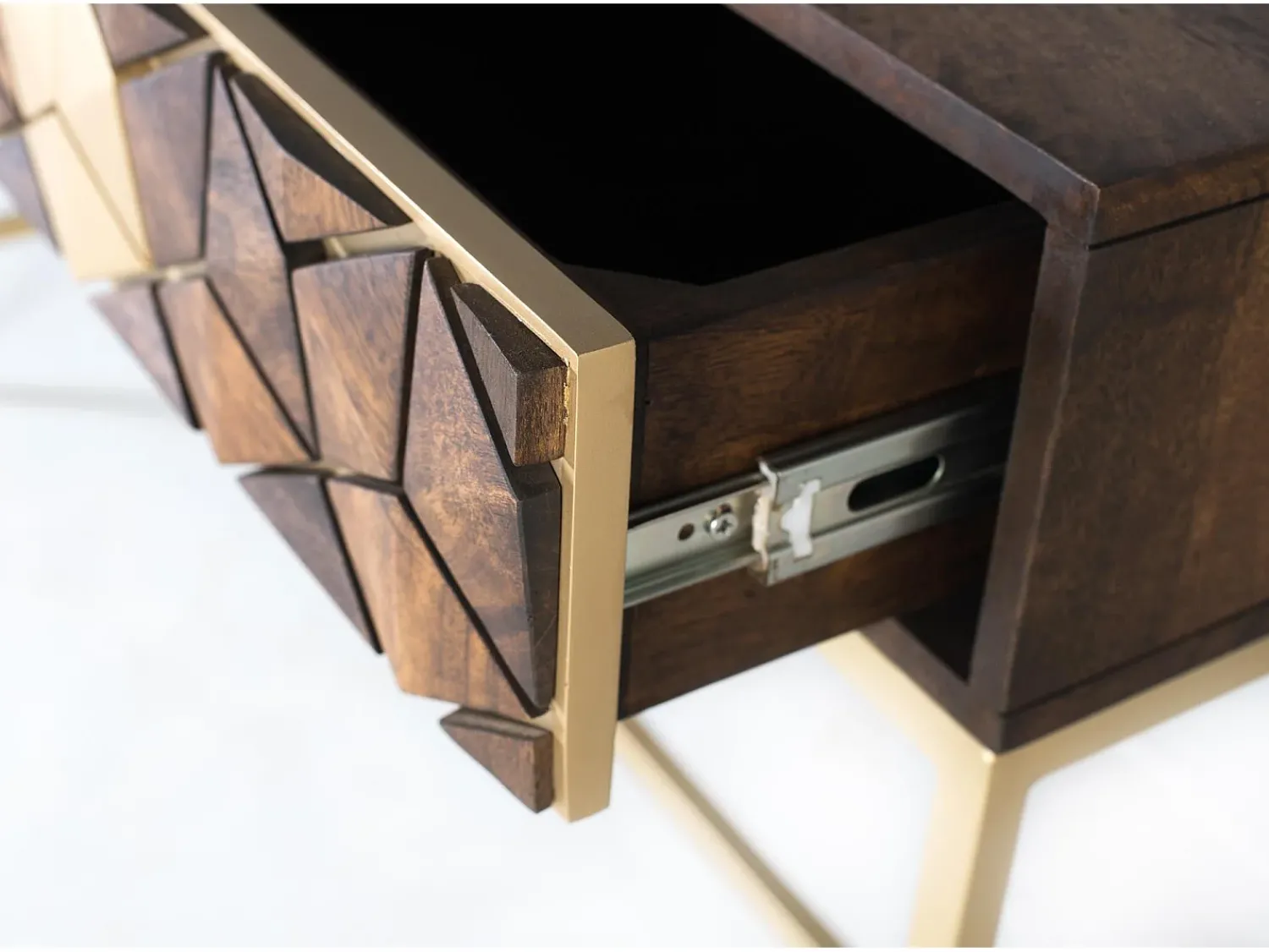 Consola|Giner y colomer Console manguier noyer et doré elegância única Castanho