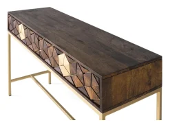 Consola|Giner y colomer Console manguier noyer et doré elegância única Castanho
