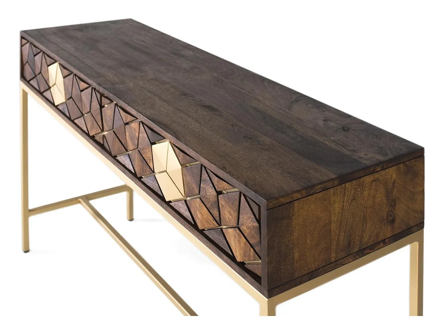 Consola|Giner y colomer Console manguier noyer et doré elegância única Castanho
