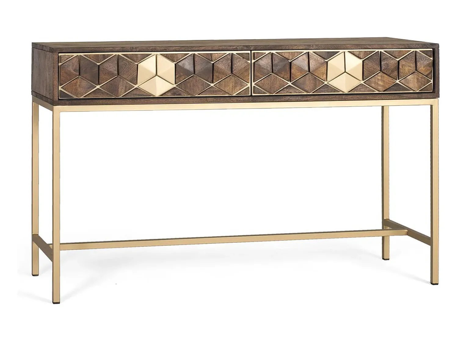 Consola|Giner y colomer Console manguier noyer et doré elegância única Castanho