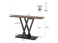 Tribesigns Console Móvel, Console de Entrada de Corredor Industrial, Mesas de Entrada de 110 cm Mesa de Sofá Estreita para Sala, Rústico^ Consola