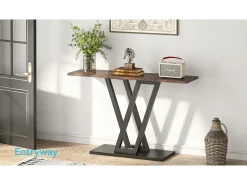 Tribesigns Console Móvel, Console de Entrada de Corredor Industrial, Mesas de Entrada de 110 cm Mesa de Sofá Estreita para Sala, Rústico^ Consola