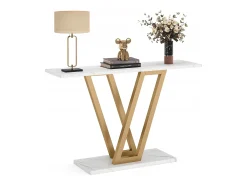 Consola|Tribesigns Console Móvel, Console de Entrada de Corredor Industrial, Mesas de Entrada de 110 cm Mesa de Sofá Estreita para Sala Branco