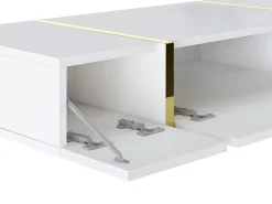 Consola*Vente-unique Console suspensa com 3 portas - Branco brilhante e dourado - MARZIALO Branco / Dourado