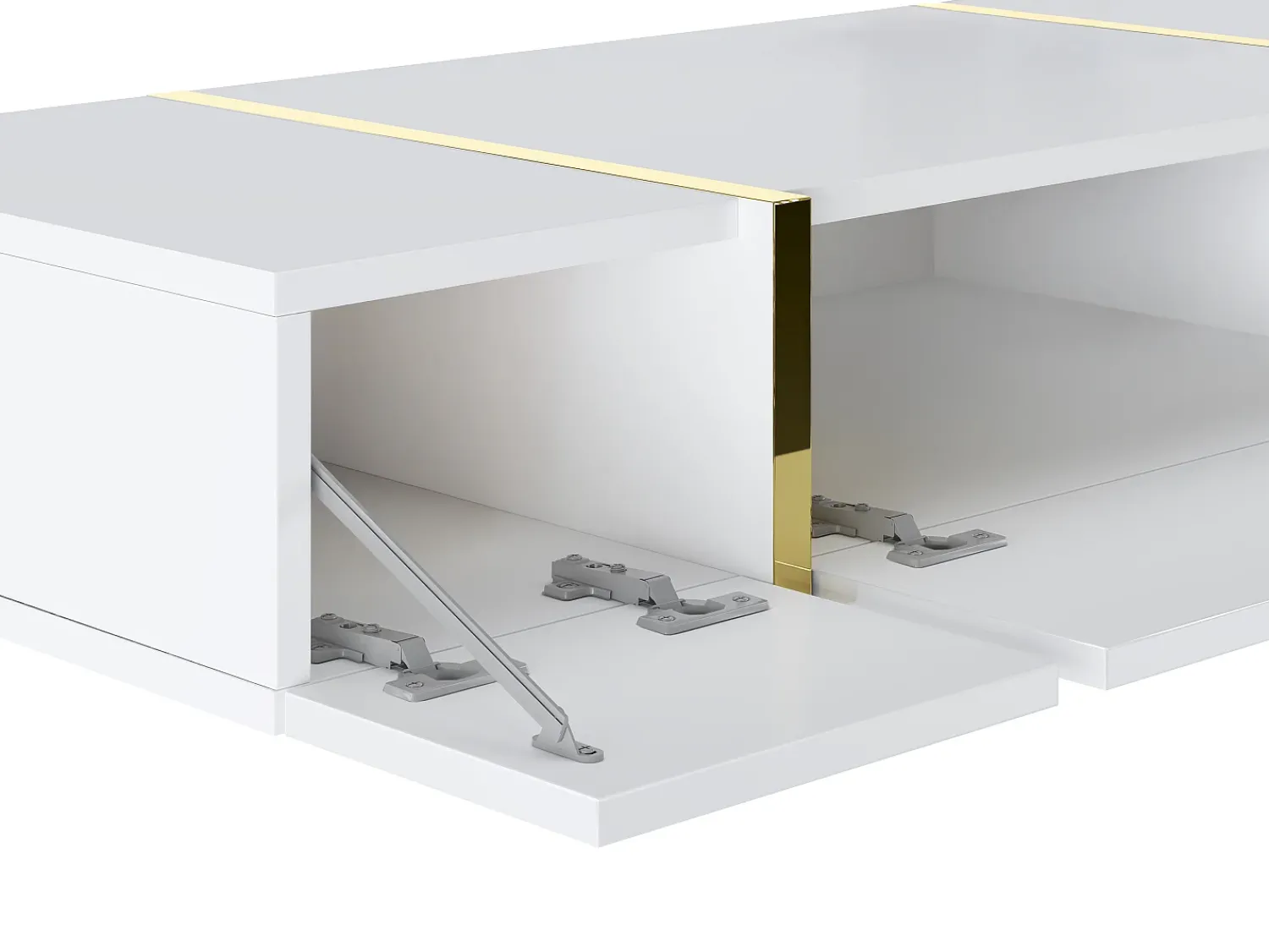 Consola*Vente-unique Console suspensa com 3 portas - Branco brilhante e dourado - MARZIALO Branco / Dourado