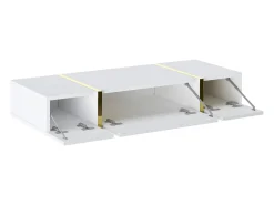 Consola*Vente-unique Console suspensa com 3 portas - Branco brilhante e dourado - MARZIALO Branco / Dourado