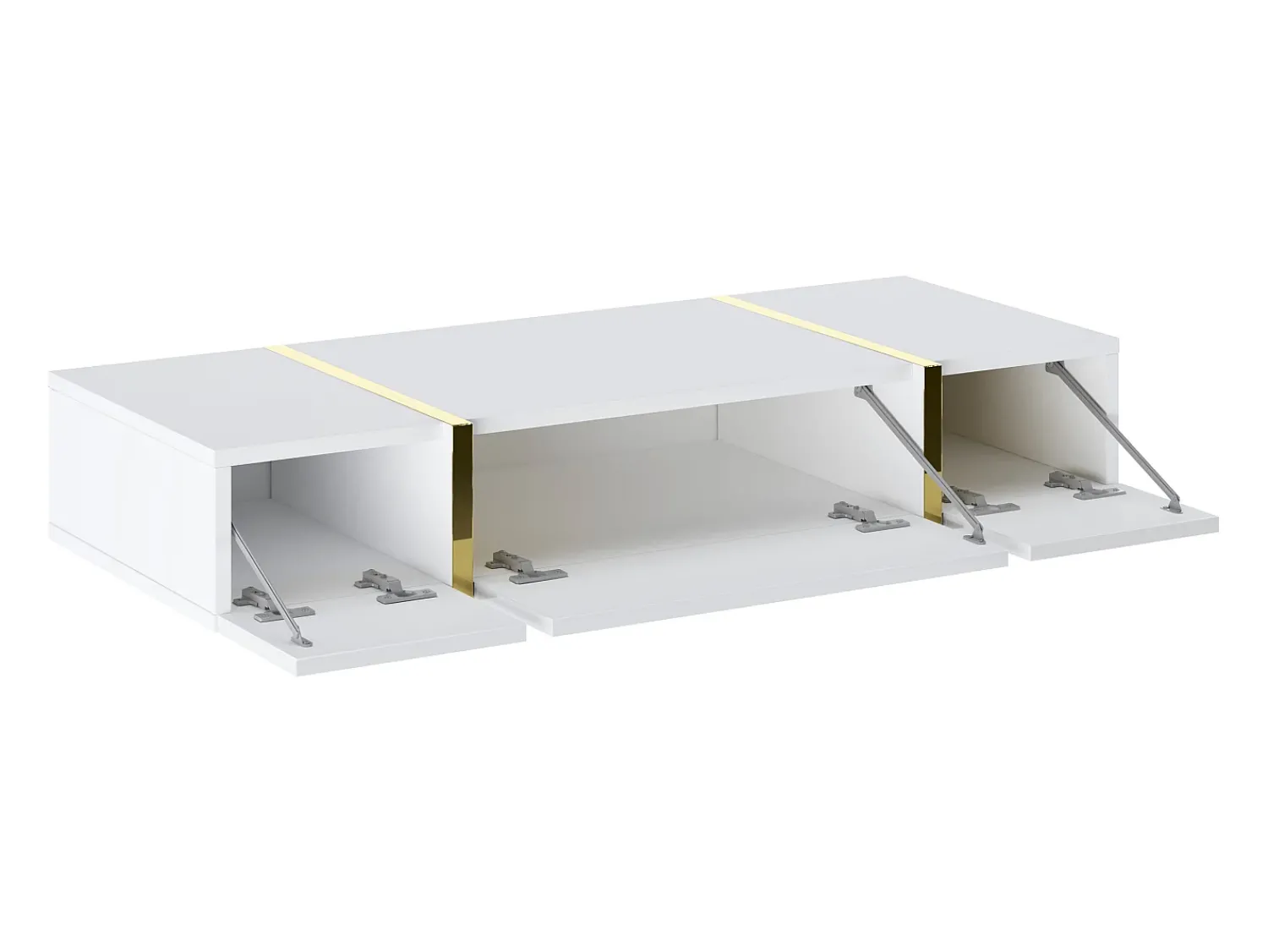 Consola*Vente-unique Console suspensa com 3 portas - Branco brilhante e dourado - MARZIALO Branco / Dourado