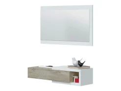 Consola*AZURA HOME DESIGN Console suspensa reversível com 1 gaveta e 1 espelho L95 cm - NOON Fosco Branco