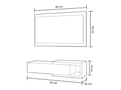 Consola|AZURA HOME DESIGN Console suspensa reversível com 1 gaveta e 1 espelho L95 cm - NOON Branco Fosco e Cinza Cemento Cinzento claro
