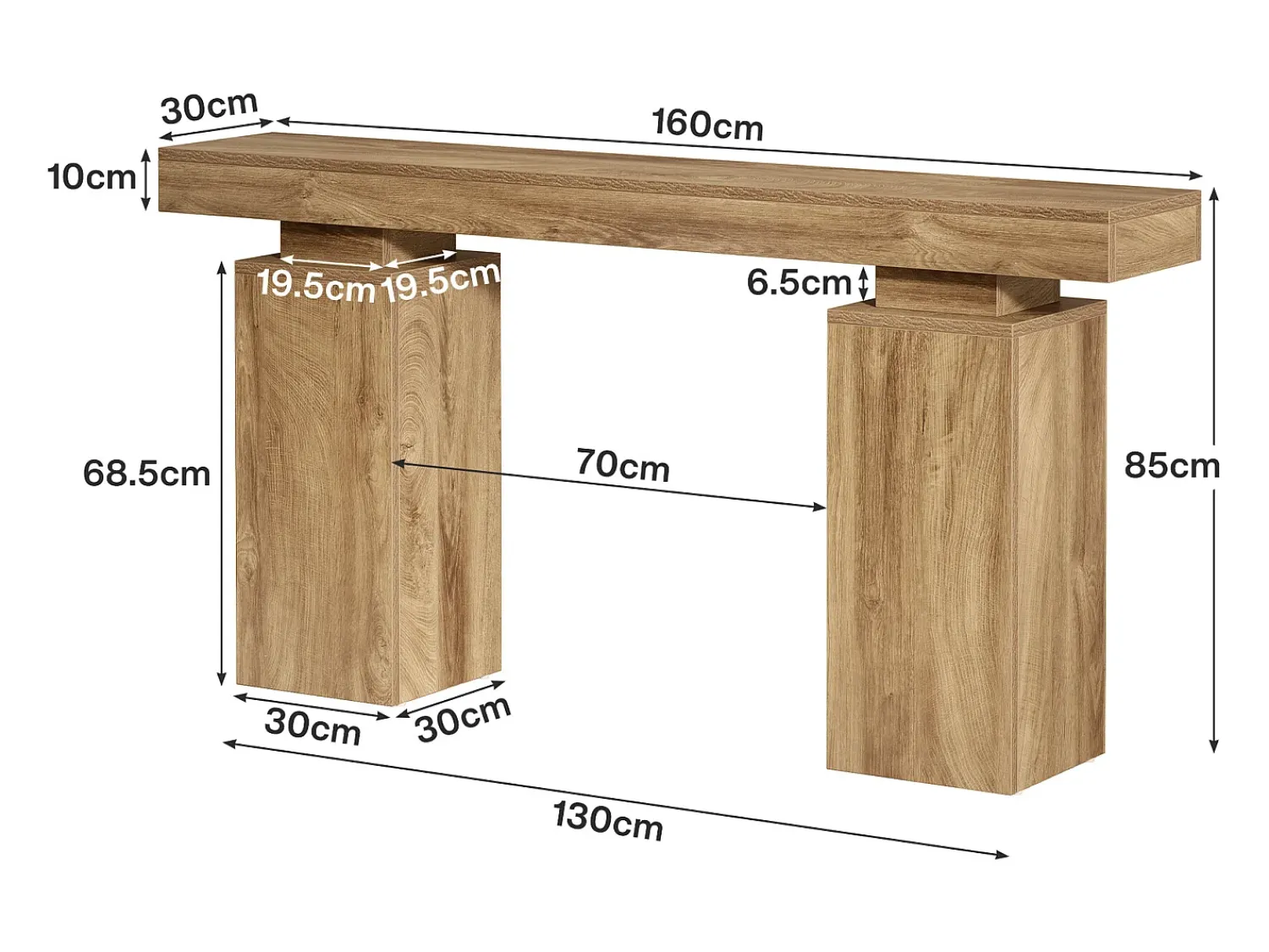 Consola|Tribesigns Console table com 160 cm de comprimento, mesa de entrada de fazenda atrás do sofá Castanho