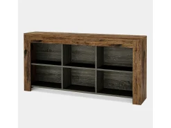 Tribesigns Console table com 160 cm de comprimento, mesa de entrada em madeira rústica com 6 cubos de armazenamento^ Consola