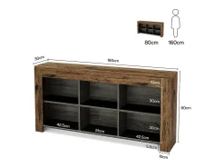 Tribesigns Console table com 160 cm de comprimento, mesa de entrada em madeira rústica com 6 cubos de armazenamento^ Consola