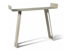 Consola| Console Tibete 110x35x85 cm em ferro pintado de preto Design minimalista curvo perfurado Mobiliário de entrada moderno Fabricado na Itália Branco Bege