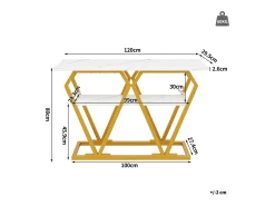 Consola|ModernLuxe Console 120x29,5x80 cm - con tampo efeito mármore - Metal - + dourado Branco