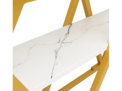 Consola|ModernLuxe Console 120x29,5x80 cm - con tampo efeito mármore - Metal - + dourado Branco