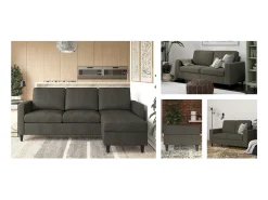 Sofá*Dorel Home Cooper | Sofá 3 Lugares em Linen Grey Cinzento
