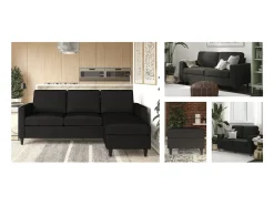 Sofá*Dorel Home Cooper | Sofá 3 lugares em Veludo Preto