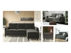 Dorel Home Cooper | Sofá de 3 lugares em veludo^ Sofá
