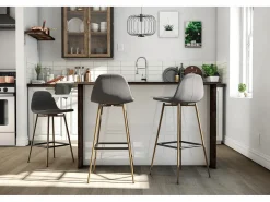 Banco|Dorel Home Copley | Banco de Bar em Linho Cinza Escuro Cinzento