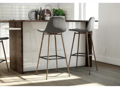 Banco|Dorel Home Copley | Banco de Bar em Linho Cinza Escuro Cinzento
