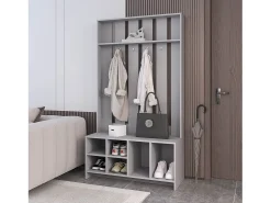 Clearance TuHome Corredor de tulcan em melamina com 8 prateleiras e 4 ganchos para pendurar roupa , , 172,6 cm X 96,8 cm X 39,3 cm Cinzento