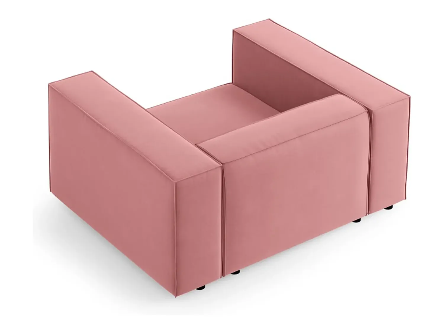 Poltrona*Cosmopolitan Design - Poltrona "Arendal" em veludo salmão - 124x102x70cm Rosa claro