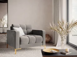 Poltrona*Cosmopolitan Design - Poltrona "Bali" em veludo cinza claro - 87x92x75cm Cinzento claro