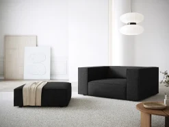 Cosmopolitan Design - Poltrona "Arendal" em tecido chenille - 124x102x70cm Preto