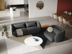 Cosmopolitan Design - Poltrona "Tulum" em veludo cinza - 103x90x70cm^ Poltrona