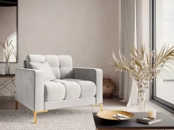 Poltrona|Cosmopolitan Design - Poltrona "Bali" em veludo prata - 87x92x75cm Prateado
